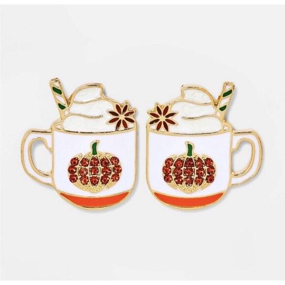 Sugarfix Baublebar Pumpkin To Talk About Spice Coffee Stud Earrings - Picture 1 of 5